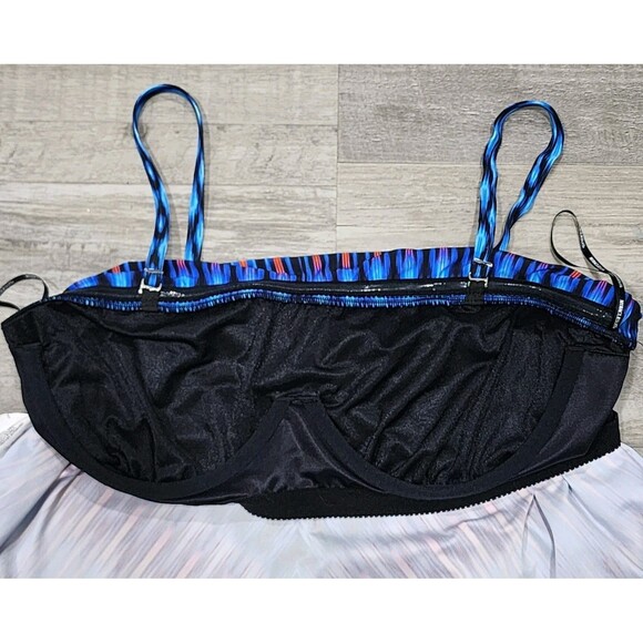 Miraclesuit Women's Blue Chevron Marrakech Underwire Bandini Top w/ Strap sz 14 - Picture 5 of 9